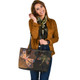 Indigenous Australian Aboriginal Leather Tote Bag Dot Dance Of The Dragonflies