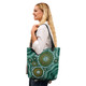Indigenous Australian Aboriginal Tote Bag Sacred Circles Flow Through Green Spiritland Whisper
