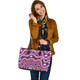 Indigenous Australian Aboriginal Leather Tote Bag Aboriginal Dreaming Trail In Violet River Flow