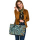 Indigenous Australian Aboriginal Leather Tote Bag Aboriginal Emu Dreaming Circle Energy