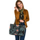 Indigenous Australian Aboriginal Leather Tote Bag Aboriginal Green Dot Patterns Art Painting