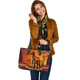 Indigenous Australian Aboriginal Leather Tote Bag Aboriginal Indigenous Kangaroo With Dot Painting Pattern