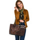 Indigenous Australian Aboriginal Leather Tote Bag Aboriginal Inspired Lizard With Dot Painting Pattern