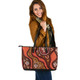 Indigenous Australian Aboriginal Leather Tote Bag Artistic Illustration Of Aboriginal Dot Painting Brown