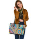 Indigenous Australian Aboriginal Leather Tote Bag Color Harmony In Spiritual Dot Dance