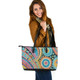 Indigenous Australian Aboriginal Leather Tote Bag Color Harmony In Spiritual Dot Dance