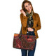 Indigenous Australian Aboriginal Leather Tote Bag Desert Gecko Tracks On Red Earth Dreaming Path