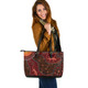 Indigenous Australian Aboriginal Leather Tote Bag Desert Gecko Tracks On Red Earth Dreaming Path