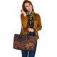 Indigenous Australian Aboriginal Leather Tote Bag Desert Spirit Tracks And Lizard Dreaming Path