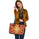 Indigenous Australian Aboriginal Leather Tote Bag Radiant Sun Spirit Flowing With Dreamtime Light