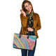 Indigenous Australian Aboriginal Leather Tote Bag Rainbow Spirit Dance In Dreaming Circles
