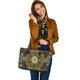 Indigenous Australian Aboriginal Leather Tote Bag Rainbow Spirit Flower Dreaming