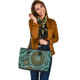 Indigenous Australian Aboriginal Leather Tote Bag Sacred Circles Flow Through Green Spiritland Whisper