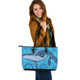 Indigenous Australian Aboriginal Leather Tote Bag Sacred Whale Dreaming With Ocean Spirit Blue Flow