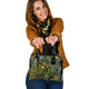 Indigenous Australian Aboriginal Shoulder Handbag Aboriginal Art Style Green Background