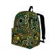 Indigenous Australian Aboriginal Backpack Aboriginal Connection Lines With Green and Gold Art