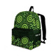 Indigenous Australian Aboriginal Backpack Aboriginal Gathering Dot Art In Deep Forest Green