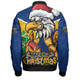 West Coast Eagles Bomber Jacket Santa Scoring Touchdown On Christmas Game Day