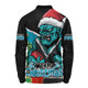 Port Adelaide Long Sleeve Polo Shirt Santa Scoring Touchdown On Christmas Game Day