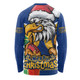 West Coast Eagles Long Sleeve T-shirt Santa Scoring Touchdown On Christmas Game Day