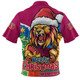 Brisbane Lions Zip Polo Shirt Santa Scoring Touchdown On Christmas Game Day