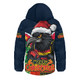 Adelaide Crows Hooded Padded Jacket Santa Scoring Touchdown On Christmas Game Day