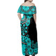 Australia Off Shoulder Long Dress Aboriginal Indigenous Dot Painting