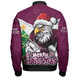 Manly Warringah Sea Eagles Bomber Jacket Santa Scoring Touchdown On Christmas Game Day