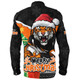 Wests Tigers Long Sleeve Shirt Santa Scoring Touchdown On Christmas Game Day