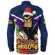 Melbourne Storm Long Sleeve Shirt Santa Scoring Touchdown On Christmas Game Day