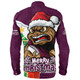 Queensland Maroons Long Sleeve Shirt Santa Scoring Touchdown On Christmas Game Day