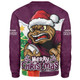 Queensland Maroons Sweatshirt Santa Scoring Touchdown On Christmas Game Day