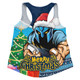 Gold Coast Titans Women Racerback Singlet Santa Scoring Touchdown On Christmas Game Day
