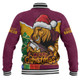 Brisbane Broncos Baseball Jacket Santa Scoring Touchdown On Christmas Game Day