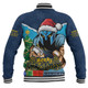 Gold Coast Titans Baseball Jacket Santa Scoring Touchdown On Christmas Game Day