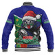 New Zealand Warriors Baseball Jacket Santa Scoring Touchdown On Christmas Game Day
