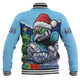 New South Wales Blues Baseball Jacket Santa Scoring Touchdown On Christmas Game Day