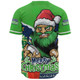 Canberra Raiders Baseball Shirt Santa Scoring Touchdown On Christmas Game Day