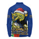 Parramatta Eels Long Sleeve Polo Shirt Santa Scoring Touchdown On Christmas Game Day