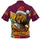 Brisbane Broncos Zip Polo Shirt Santa Scoring Touchdown On Christmas Game Day
