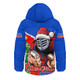 Newcastle Knights Hooded Padded Jacket Santa Scoring Touchdown On Christmas Game Day