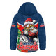 Sydney Roosters Hooded Padded Jacket Santa Scoring Touchdown On Christmas Game Day