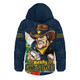 North Queensland Cowboys Hooded Padded Jacket Santa Scoring Touchdown On Christmas Game Day