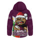 Queensland Maroons Hooded Padded Jacket Santa Scoring Touchdown On Christmas Game Day