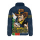 North Queensland Cowboys Padded Jacket Santa Scoring Touchdown On Christmas Game Day