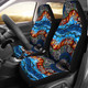 Australia Car Seat Covers - Aboriginal Lizard Dot Painting Blue Wave