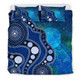 Australia Aboriginal Bedding Set - Australia Indigenous Flag Circle Dot Painting Art (Blue)