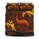Australia Aboriginal Bedding Set - Indigenous Kangaroo and Emu Brown Color