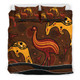 Australia Aboriginal Bedding Set - Indigenous Kangaroo and Emu Brown Color