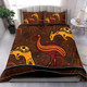 Australia Aboriginal Bedding Set - Indigenous Kangaroo and Emu Brown Color